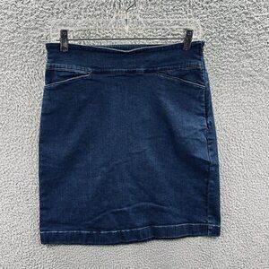 Talbots Skirt Womens 4 Blue Denim Stretch‎ Pencil Pockets Zip Classic Casual